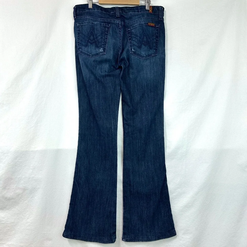 7 FOR ALL MANKIND Denim Low Rise Flare Bootcut A Pocket Jeans Dark Wash Women 29 - Picture 4 of 8